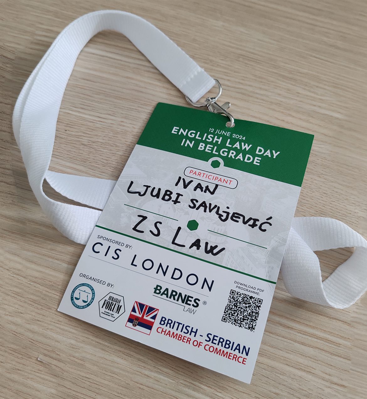 Ivan Ljubisavljević at the English Law Day in Belgrade ZS