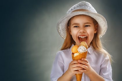 eating ice cream